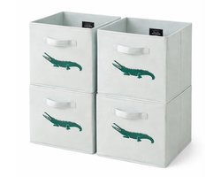 Opbergmand – Opbergmanden - 4 stuks - Kallax kast opberger – Speelgoed mand - 33x33x33 CM – Kinderkamer organizer - Krokodil