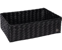 Opbergmand - Organizer - Woonkamer - Kinderkamer - Badkamer - Babykamer - Handgevlochten rechthoekige mand - Handed By Grand ideal - zwart - black