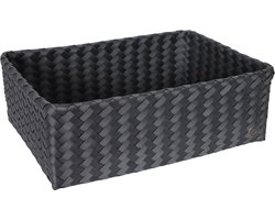 Opbergmand - Organizer - Woonkamer - Kinderkamer - Badkamer - Babykamer -Handgevlochten rechthoekige mand - Handed By Grand Optimum - donker grijs - dark grey