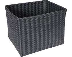 Opbergmand - Organizer - Woonkamer - Kinderkamer - Badkamer - Babykamer -Handgevlochten rechthoekige mand - Handed By Grand popular - donker grijs - dark grey