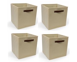 Opbergmand Prezent - Set van 4 stuks - Kast Organizer - Beige - 30x30x30cm - 27L - Geschikt voor vakkenkasten zoals IKEA Kallax