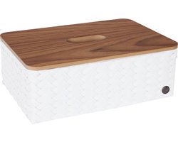 Opbergmand - Rechthoekige mand met deksel - Organizer - Woonkamer - Kinderkamer - Badkamer - Babykamer - Duurzaam & handgevlochten - Handed By Grand ideal with lid - wit - white