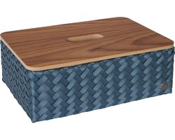 Opbergmand - Rechthoekige mand met deksel - Organizer - Woonkamer - Kinderkamer - Badkamer - Babykamer - Duurzaam & handgevlochten - Handed By Grand ideal with lid - staalblauw - steel blue