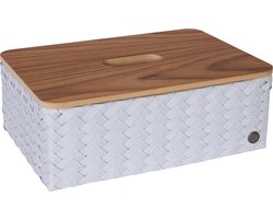 Opbergmand - Rechthoekige mand met deksel - Organizer - Woonkamer - Kinderkamer - Badkamer - Babykamer - Duurzaam & handgevlochten - Handed By Grand ideal with lid - licht grijs - ice grey