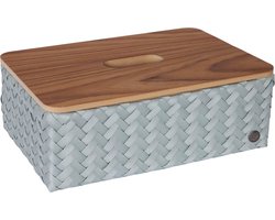 Opbergmand - Rechthoekige mand met deksel - Organizer - Woonkamer - Kinderkamer - Badkamer - Babykamer - Duurzaam & handgevlochten - Handed By Grand ideal with lid - lichtgroen - greyish green