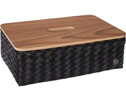 Opbergmand - Rechthoekige mand met deksel - Organizer - Woonkamer - Kinderkamer - Badkamer - Babykamer - Duurzaam & handgevlochten - Handed By Grand ideal with lid - zwart - black