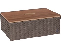 Opbergmand - Rechthoekige mand met deksel - Organizer - Woonkamer - Kinderkamer - Badkamer - Babykamer - Duurzaam & handgevlochten - Handed By Grand ideal with lid - bruin - taupe