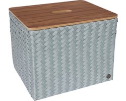Opbergmand - Rechthoekige mand met deksel - Organizer - Woonkamer - Kinderkamer - Badkamer - Babykamer - Duurzaam & handgevlochten - Handed By Popular met deksel - lichtgroen - eucalyptus