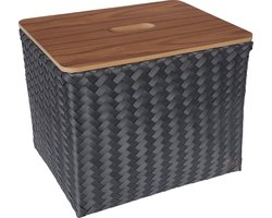 Opbergmand - Rechthoekige mand met deksel - Organizer - Woonkamer - Kinderkamer - Badkamer - Babykamer - Duurzaam & handgevlochten - Handed By Popular met deksel - donker grijs - dark grey
