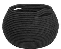 Opbergmand - Ronde gevlochten mand voor woonkamerdecoratie - Opbergmand voor dekens, handdoeken, cosmetica, speelgoed en boeken, zwart