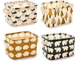 Opbergmand Set van 4 - Opvouwbare Linnen Dozen voor Kantoor, Slaapkamer en Badkamer