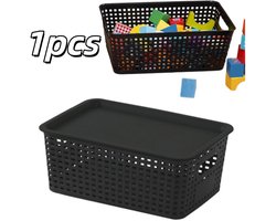 Opbergmand - Stapelbaar - Opbergdoos - Organizer - 23*15,7*10,4 cm - Geschikt voor diverse opbergdoeleinden - Zwart