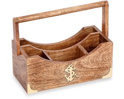 Opbergmand van Mango Hout en Messing - Opslagdoos 21 x 11 cm
