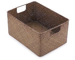 Opbergmand van Zeegras voor Woonkamer, Multifunctionele Decoratieve Box voor Planken en Bureaus