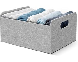 Opbergmand Vilt Lichtgrijs - Bada Bing Bada Boom Foldable Storage Box voor Woonkamer, Slaapkamer, Badkamer en Keuken - Set van 2