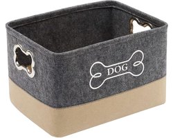 Opbergmand voor Hondenspeelgoed Grijs/Beige - Opbergbox - Speelgoedmand hondenspeelgoed - 38x27x25cm