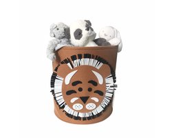 Opbergmand voor kinderen in de vorm van een tijger - Wasmand - wasmanden - Wasbare opbergmand - Wasmand voor binnen - Grijze vilt - 35x35x35cm