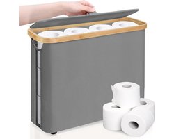 Opbergmand voor toiletpapier - ruimtebesparend - 1 stuk - bamboe en stof - 45x15x35 cm