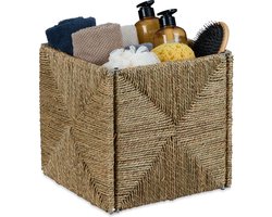 opbergmand zeegras - gevlochten - badkamer - 30 x 30 x 30 cm - kast - opvouwbaar