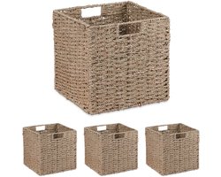 Opbergmand zeegras - set van 4 - 30x30x30 cm - badkamer - speelgoed