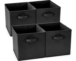 Opbergmanden Bakken, Opvouwbare Kubus Opbergdozen Voor Baby Kinderen, Speelgoed Organizer , Zwart, Set van 4 (33 x 37 x 33 cm)