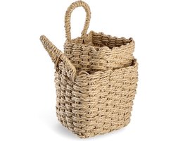 Opbergmanden met handvat, papieren vlechtwerk, 2 stuks