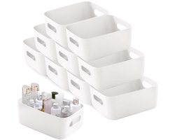Opbergmanden - Opbergdozen - Plastic opbergdozen - Badkameropbergdozen - Organizerdozen - Opbergdozen met handvatten - Plastic opbergmanden en -bakken voor de keuken - Groot - Wit - 30x27x19cm