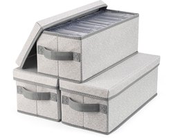 Opbergmanden, opvouwbare bakken voor planken, stoffen dozen met handgrepen, garderobekastorganizer, voor slaapkamers en woonkamers, grijs, 36,5 x 16,0 x 14 cm, 3-pack
