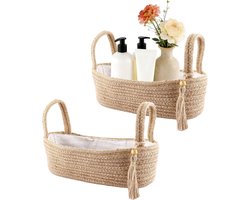 Opbergmanden Set - Geweven Manden - Badkamer Ordenen - Natuurlijke Hennepvezel - 31x12x10 cm - Beige