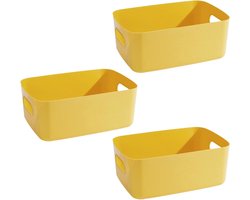 Opbergmanden Set - Opbergdozen Bakjes - Organiseren Thuis - Stapelbaar Met Handvatten - 19 x 13.5 x 7.5 cm - Geel