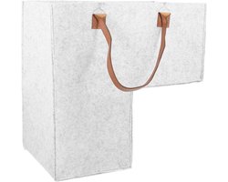 Opbergmanden - Trap Organizer Mand - L-vormige opvouwbare trapmand - Opbergzak - Vilten trap mand - Wasmand - Speelgoedmand - Voor wasgoed, speelgoed en huishoudelijke artikelen - Met lederen handgrepen - 42*42*25.5 cm - Lichtgrijs