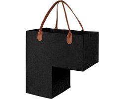 Opbergmanden - Trappenmand-organizer - Met leren handvat - Opvouwbare L-vormige Opbergmand - Zwart - 41.91*41.91*25.4cm - Vilten trap mand - Huishoudelijke artikelen - Trapmand - Voor wasgoed, speelgoed - Opbergzak