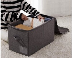 Opbergmanden voor Kledingkast - Ideaal voor Dekbedden, Dekens en Kleding - Zwartgrijs - Extra Groot