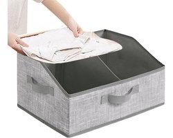 Opbergmanden Voor Planken - Stoffen Bakken - Ruimte Organiseren - Verwijderbare Tussenschotten - 40x30x20 cm - Grijs