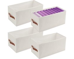 Opbergmanden voor Stoffen, Set van 4, Smalle Plankmanden met Handvatten, Ideaal voor Thuis en Kantoor, Ruimtebesparende Oplossingen