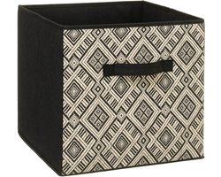 Opbergmand/kastmand 29 liter zwart/creme polyester 31 x 31 x 31 cm - Opbergboxen - Vakkenkast manden