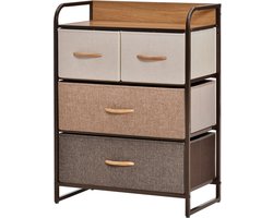 Opbergmeubel met 4 stoffen laden 58 x 29 x 78,5 cm veelkleurig