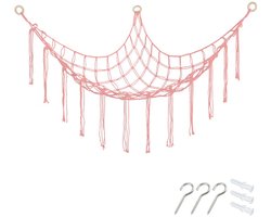 Opbergnet Knuffels - 1 stuk - Speelgoed hangmat - 150 cm - Opbergnet speelgoed - Hangend - Plush Net - voor Hoeken - Hangmatten - Babyspeelgoed - Opbergzak Hangen - Speelgoedmand Kinderen - Toy Hammock - netto zak - Knuffel Hangmat - Roze