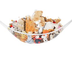 Opbergnet Knuffels -Speelgoedhangmat - Hangmatten - netto zak -Speelgoedhangmatnet - Opbergzak -180*120*120cm -diameter van 2,5 cm - installatiemateriaal -Opbergen van speelgoed -Geschikt voor de decoratie van een knuffelkamer - Wit