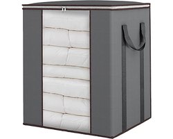 Opbergorganisator Dekbedden - Beddengoedzak Opvouwbaar - Kastruimte Optimaliseren - Doorzichtig Venster - 26x19x5 cm - Grijs