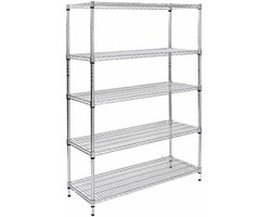 Opbergplank Roestvrijstaal - Metalen Rekken Unit - Ruimte Maximaliseren - Verstelbare Planken - 4 Tier - Zilver