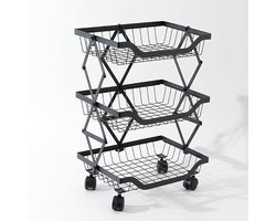 Opbergplanken - Opvouwbaar - Met Wielen - Keukenrek - Huishoudelijke Trolley - Huishoudelijke Opbergrek - Keuken Opslag - Multifunctionele Vierkante Mand - Geschikt Voor Het Bewaren Van Uien En Aardappelen