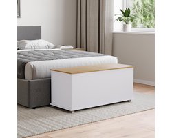 Opbergpoef Hocker - Zitbank Kist - Ruimte Besparen - Stevige Constructie - 40 x 100 cm - Wit