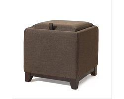 Opbergpoef Kruk – 2 in 1 Voetenbank en Salontafel met Opbergruimte – Massief Houten Frame – Katoen-Linnen Bekleding – Vierkant 40 x 38 x 40 cm – Scandinavisch Design – Nachtkastje Make-upkruk Schoenwisselkruk Bijzetkruk – Meerdere Kleuren