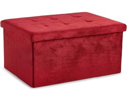 Opbergpoef met Velvet Bekleding - Zitbank, Voetenbank en Dubbele Opbergruimte