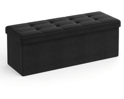 Opbergpoef OSKAR met Opbergruimte – Zwart – Opvouwbare Zitbank 110 cm