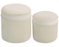 Opbergpoef Set 2 stuks 36x36x41.5 + 32x32x33.5 cm Beige Moderne en minimalistische stijl Comfortabele zachte fluwelen stof Opbergontwerp met verborgen opbergruimte Geschikt voor woonkamer, slaapkamer, make-upkamer