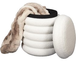 Opbergpoef Teddy Poef Donut – Beige Wit – Ø 37 x H 43,5 cm
