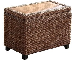 Opbergpoef - Voetsteun Kruk - Ruimte Organiseren - Handgeweven Zeegras - 50-80 cm - Bruin