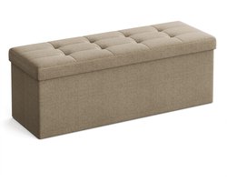 Opbergpoef/zitbank– Licht Taupe – Modern Design - Opvouwbaar en Opbergruimte